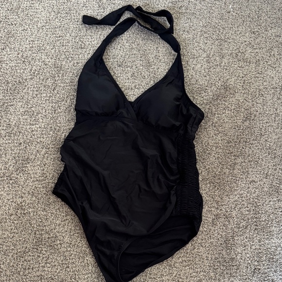 Black Maternity One Piece Swimsuit - Picture 1 of 3
